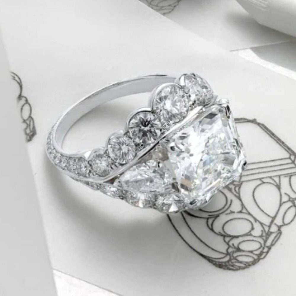 😍Princess Cut Zircon Square Silver Plated Fashion Ring for Women/Girl, L002 - Picture 4 of 8
